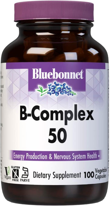 Bluebonnet Nutrition B Complex 50 Vegetable Capsules, 100 Count