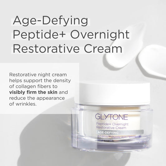 Glytone Age-Defying Peptide+ Overnight Restorative Cream - Dermatologist-Tested, Paraben-Free & Fragrance-Free - 1.7 .