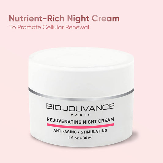 BIO JOUVANCE PARIS - Rejuvenating Night Cream 1 / 30 - For Mature/Sun Damaged Skin | Anti Aging Face Moisturizer Hydrating Lotion | Daily Facial Skin Care Treatment Regimen | Made in France