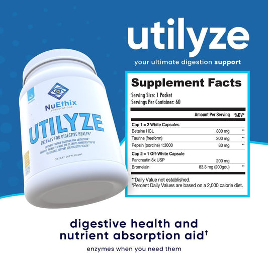 NuEthix Formulations Utilyze Enzymes for Digestive Wellness, Dietary S8.47 Ounces