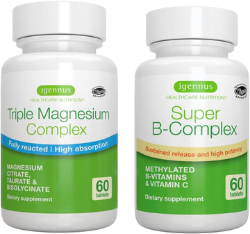 Super B Complex & Triple Magnesium Complex, High Absorption Vegan Bund