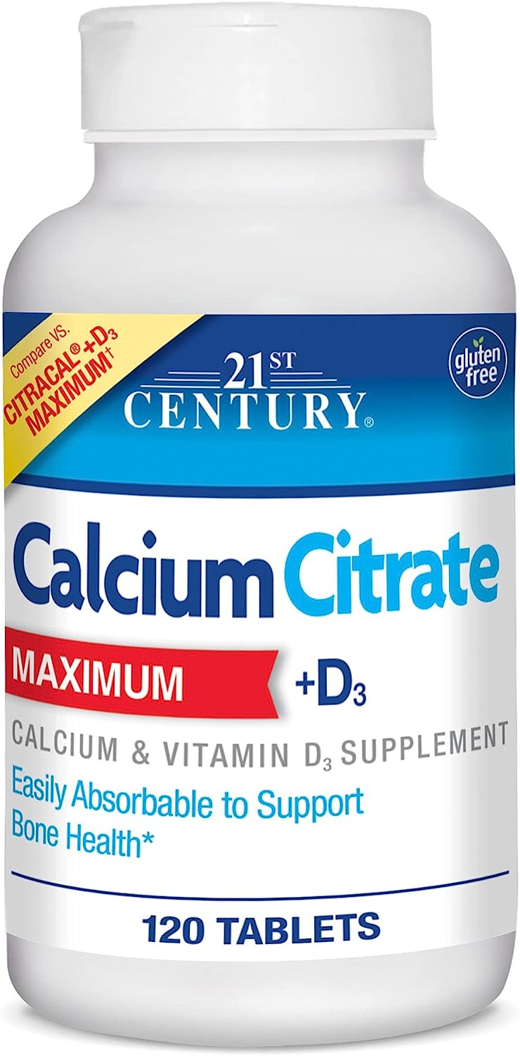 21St Century Calcium Citrate Plus D Maximum Caplets, 120 Count (27493)