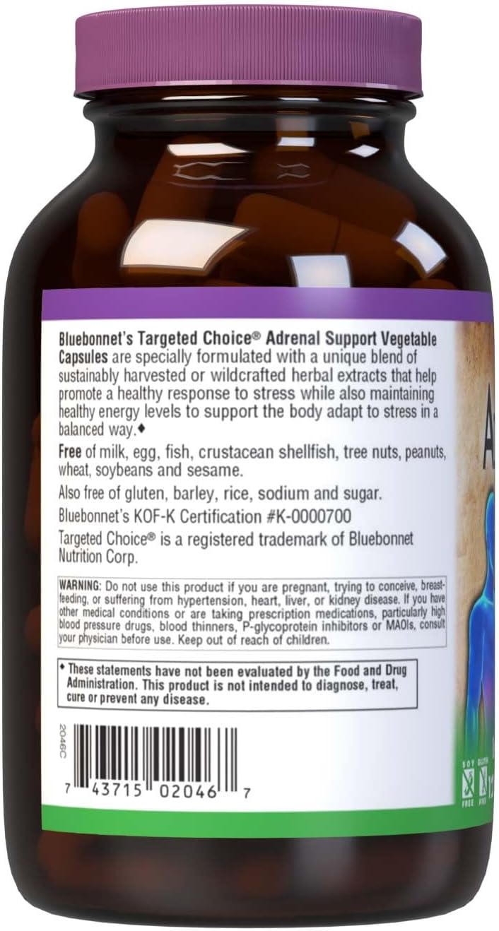 Bluebonnet Nutrition Targeted Choice Adrenal Support, 120 Count