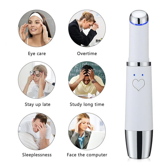 Fujiuia Eye Massager Heat & Cold Facial Massager Rechargeable Skin Lifting Machine for Relax Eye Dark Circles, Eye Bags, Wrinkles, Puffiness Under Eyes, White, One Size