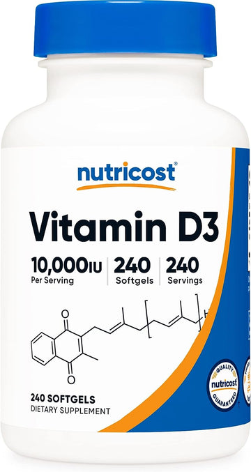 Nutricost Vitamin D3 10,000 IU, 240 Softgel Capsules - Potent, Non-GMO, Gluten Free Vitamin D