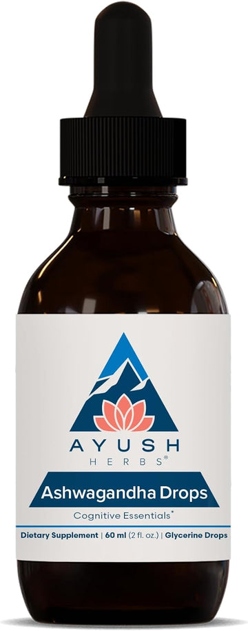 Ayush Herbs Ashwagandha Drops, Cognitive, Adrenal, and Immune Support,