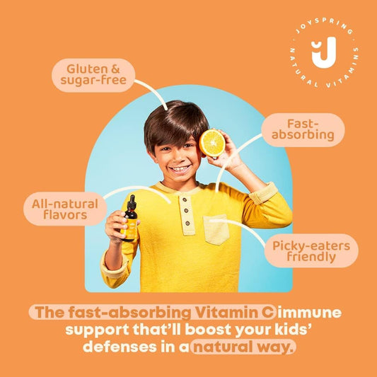 Kids Vitamin C Drops - Vitamin C for Kids - Liquid Vitamin C with Elderberry Extract and Zinc - Childrens Liquid Supplem