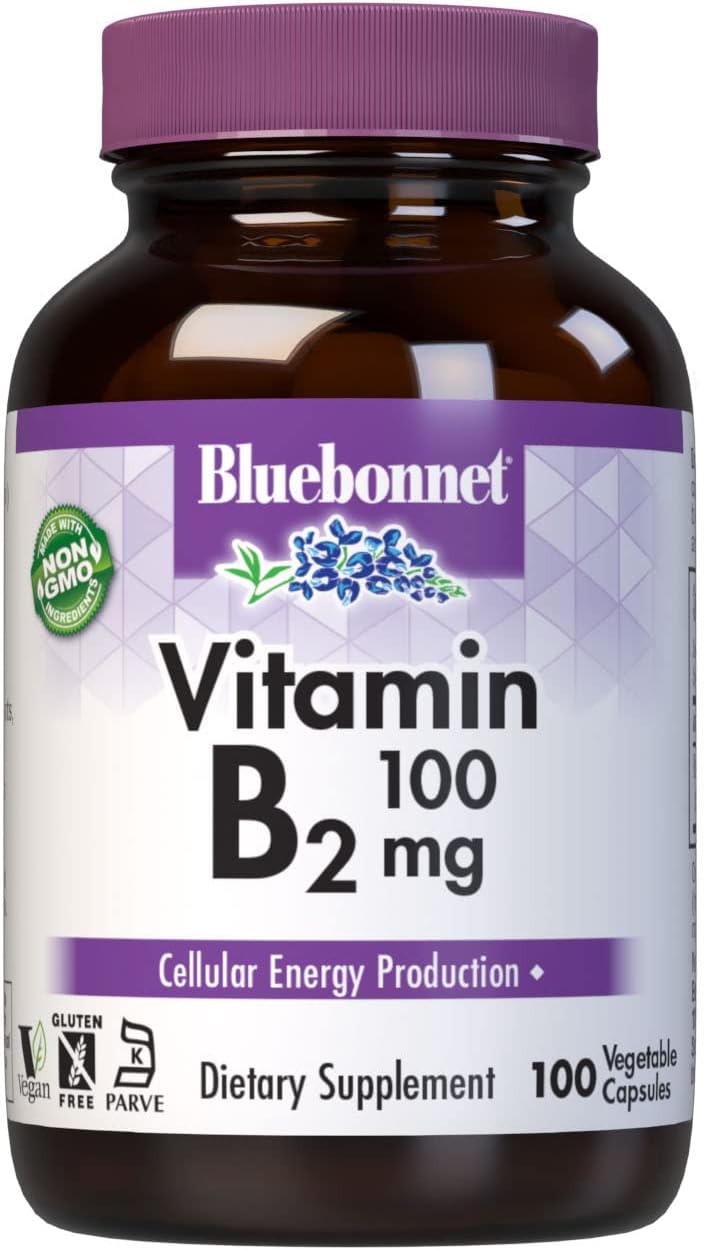 Bluebonnet Nutrition Vitamin B2 100 mg, For Cardiovascular and Nervous
