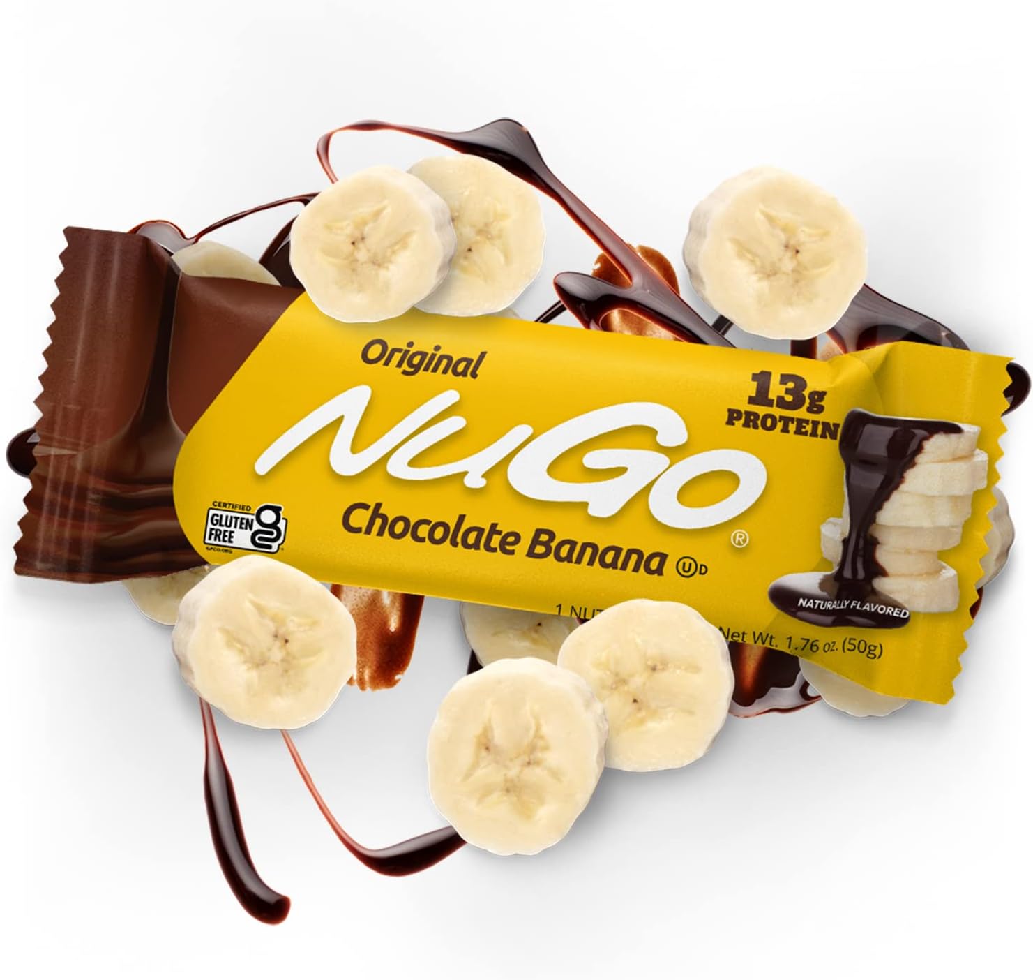 NuGo Protein Bar, Chocolate Banana, 13g Protein, Gluten Free, 15 Count
