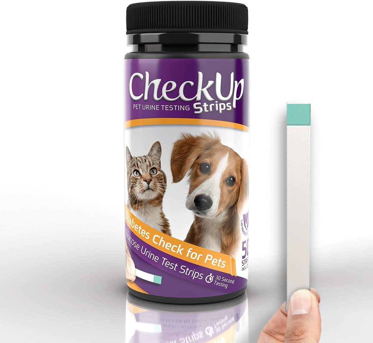 CheckUp Glucose Urine Testing Strips for Cats and Dogs - Detection of Glucose Levels x 50