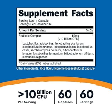 Nutricost Probiotic Complex (10 Billion CFU) 60 Capsules - Acidophilus Plus 9 Other Probiotics, Non-GMO, Gluten Free Supplement