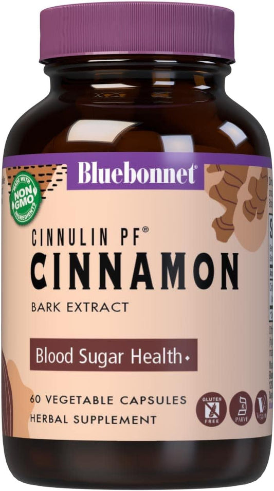 BlueBonnet Cinnulinpf Cinnamon Bark Extract Supplement, 60 Count, Whit