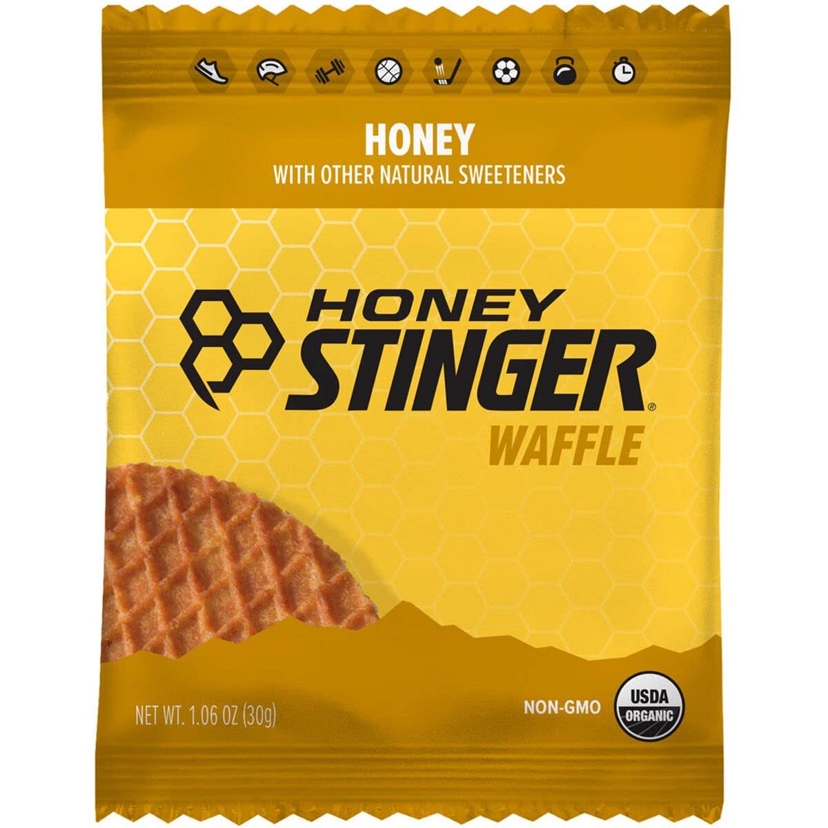 HONEY STINGER Organic Honey Waffles 12 Count, 1.06 OZ