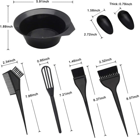 COLIBROX 15 Pieces Professional Hair Dye Kit, Includes Hair Color Mixing Bowl, Hair Coloring Comb, Hair Coloring Brush, Earmuff, Clip, Gloves, DIY Hair Coloring Bleaching Tools For Salon and Home