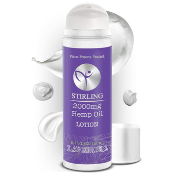 STIRLING Relaxing Lavender Lotion - Lavender Cream + 2000mg Hemp Oil, Aloe Vera, and Vitamin E. Helps Reduces Stress and Soothes the Skin. Great for Calming the Mind And Body