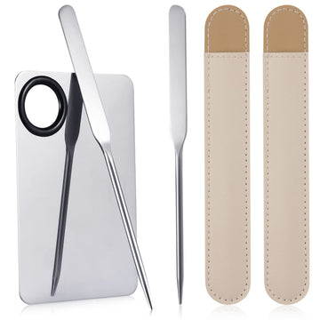 Spatula Makeup Tool, 2pcs Reusable Metal Cosmetic Spatula Makeup Spatulas Stainless Steel Mixing Palette Spatula Storage Bag Artist Tool Beauty Salon