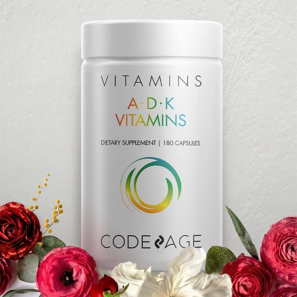 Codeage ADK Vitamin Supplement, Vitamin A, Vitamin D3 5000 IU Cholecal