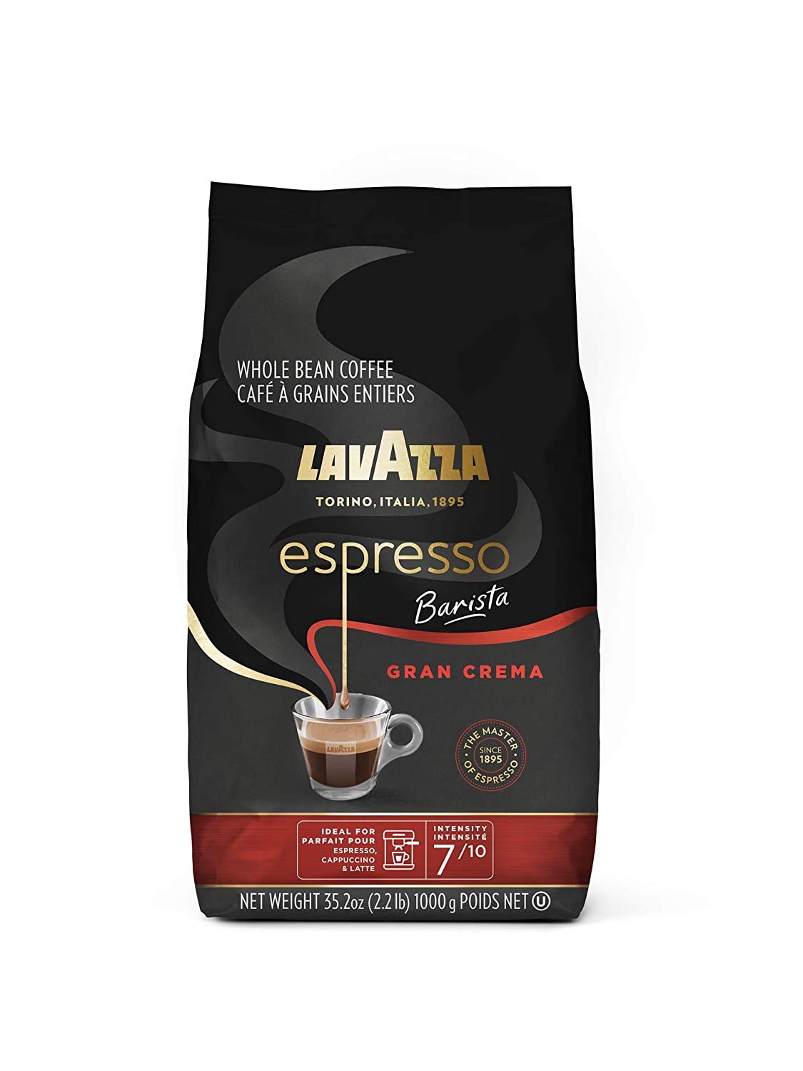 Lavazza Espresso Barista Gran Crema Whole Bean Coffee Blend, Medium Espresso Roast, Bag (Packaging May Vary)