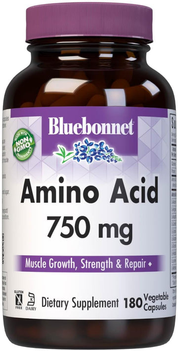 Bluebonnet Amino Acid 750 mg Vitamin Capsules, White, 180 Count180 Cou
