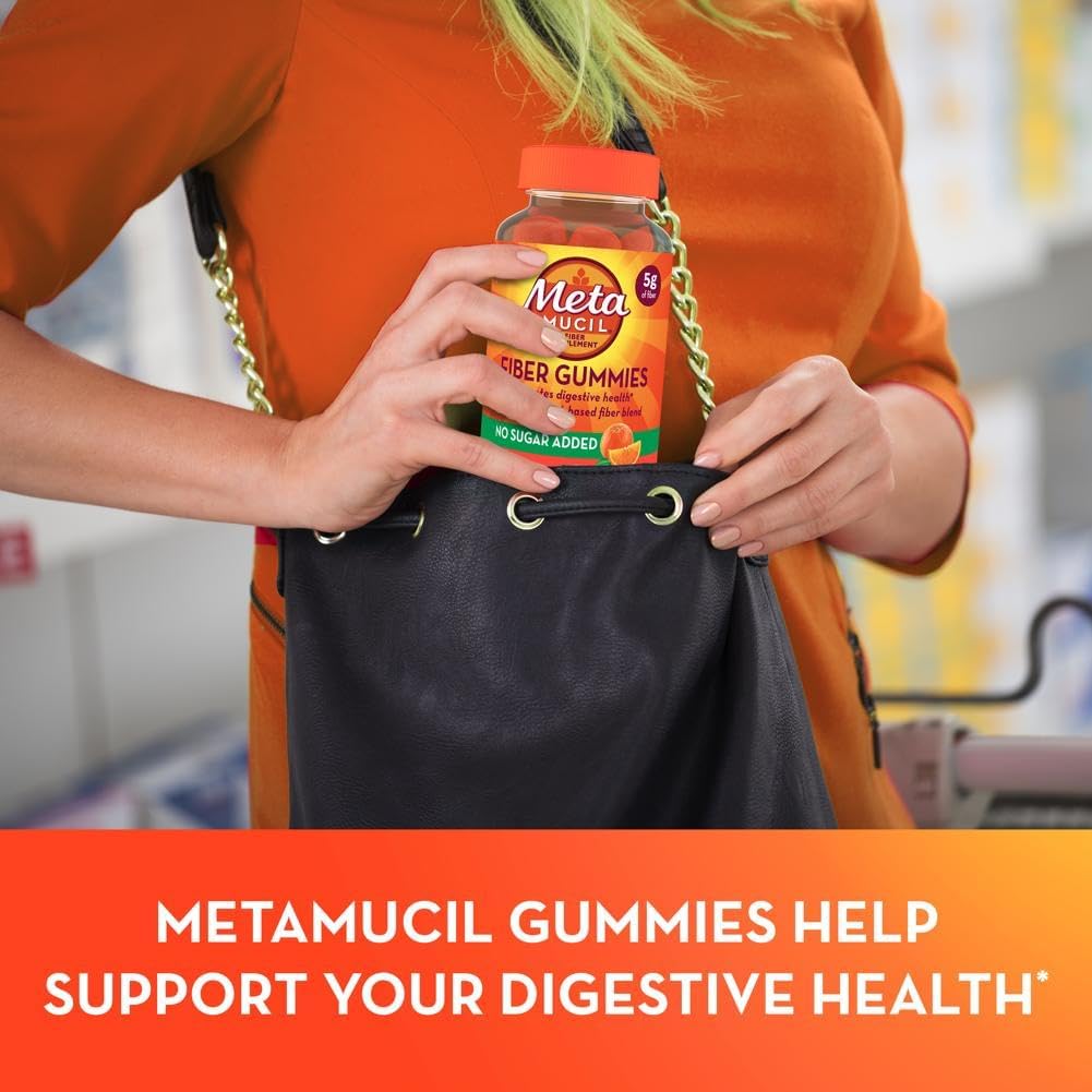  Metamucil Fiber Supplement Gummies, Sugar Free Orange Flavo