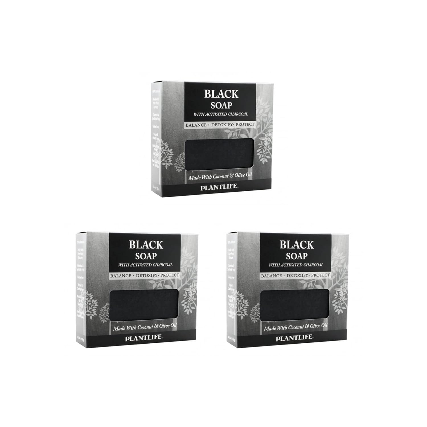 Plantlife Black 3-Pack Bar Soap - Moisturizing and Soothing Soap for Your Skin - Hand Crafted Using Plant-Based Ingredients - Made in California 4.5 Bar