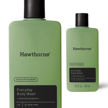 Hawthorne Men's Everyday Body Wash. For All Skin Types. Leaves Skin Cool, Refreshed and Hydrated. Mint and Eucalyptus Scent. Sulfate Free, Paraben Free, Cruelty Free. 8 .
