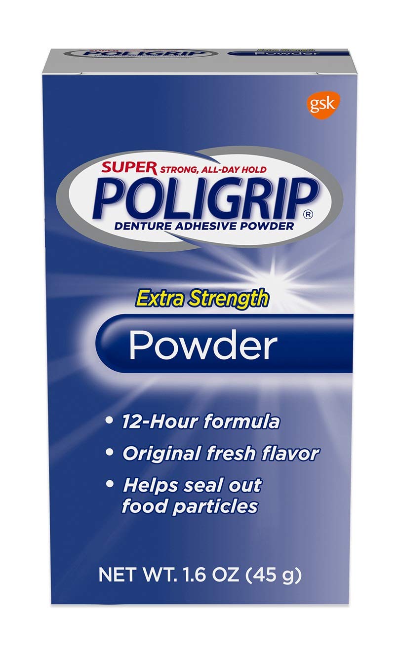 PoliGrip Super Denture Adhesive Powder, Extra Strength 1.6  Container (2)