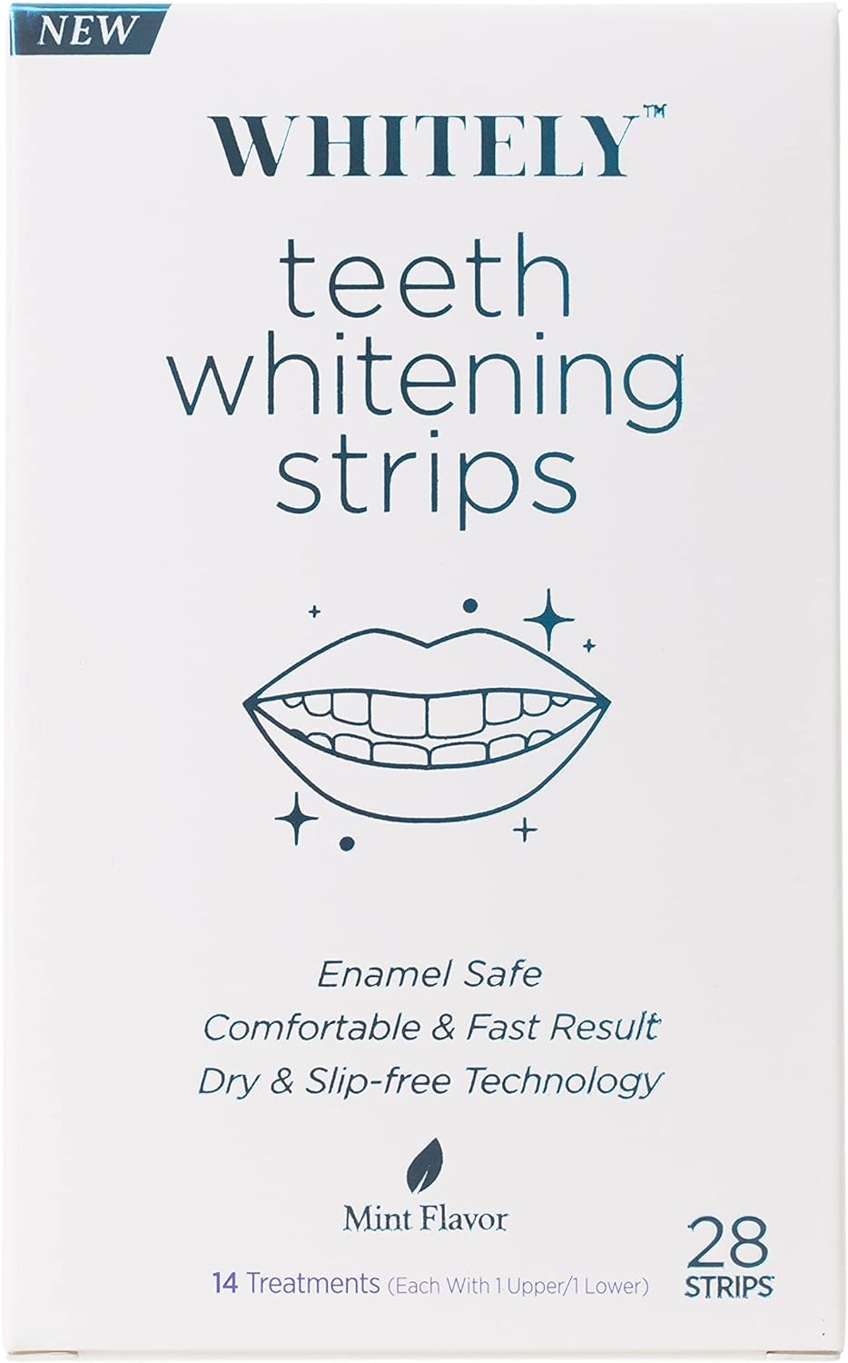 Whitely Teeth Whitening Strips for Sensitive Teeth - 14 Treatments(28 Strips) - No Slip Technology - Enamel Safe