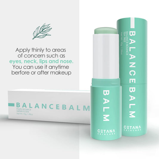 CETANA Anti Acne Balance Tea Tree Moisturizer Balm Stick For Face, Neck And Lips | Exfoliates dead skin cells and reduce breakouts and redness | Anti-oxidant, Hydrates, Restores-10 g