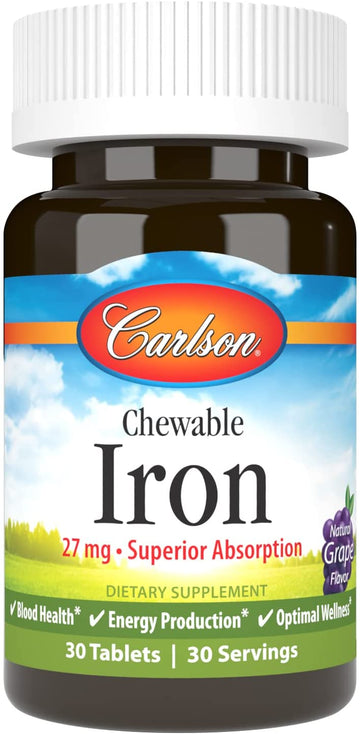 Carlson Chewable Iron 27 mg, Grape, Blood Health