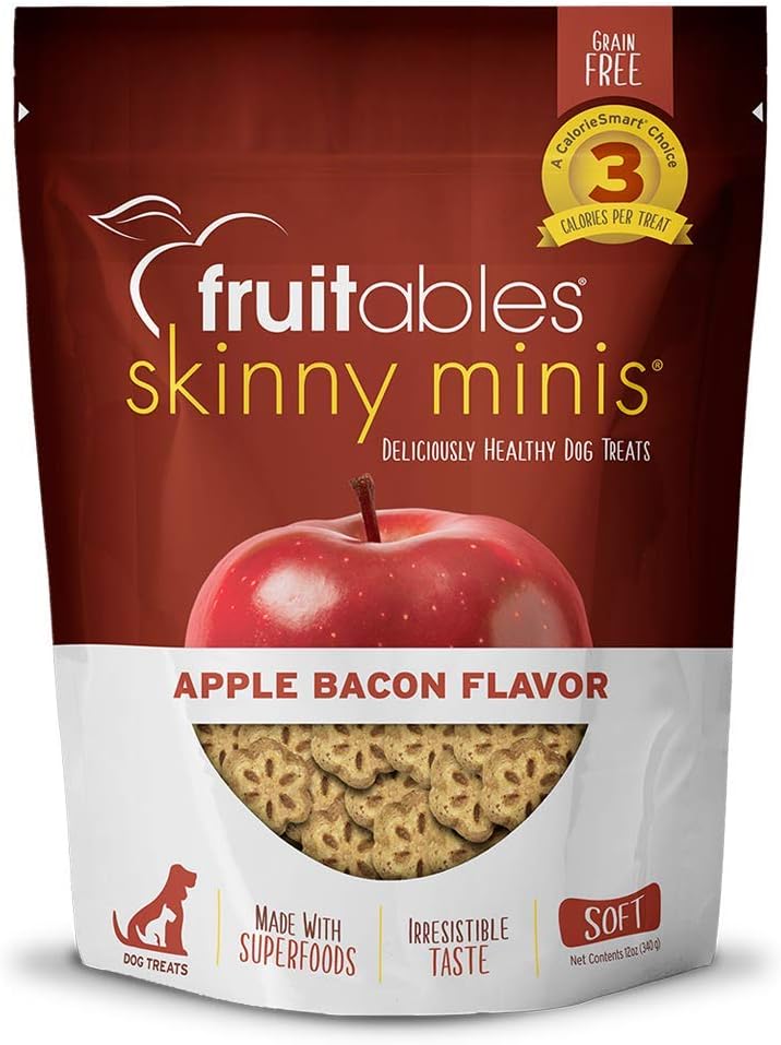 Fruitables Skinny Mini – Healthy Treats for Dogs – Low Calorie Training Treats – Free of Wheat, Corn and Soy – Apple Bac