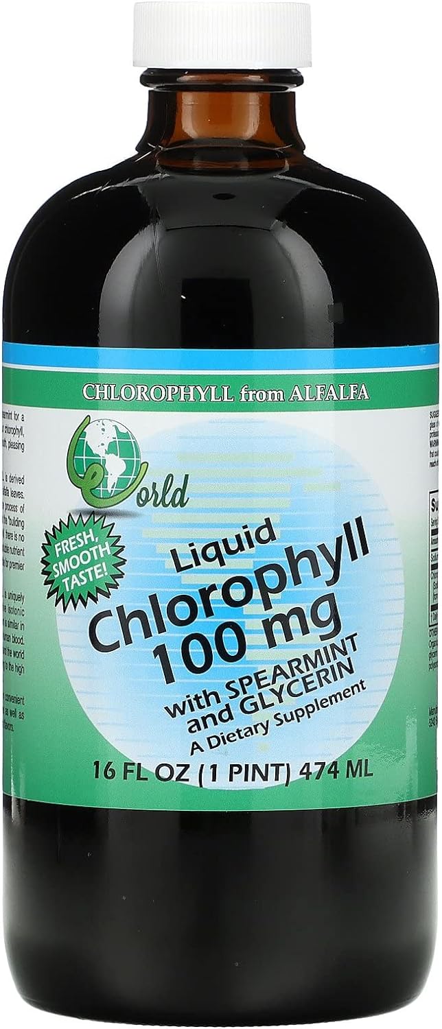 World Organics Liquid Chlorophyll Liquid with Spearmint, 16 Fluid Ounc