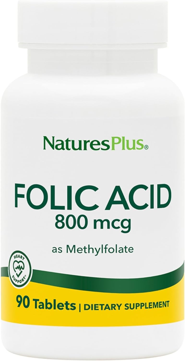 Naturesplus Folic Acid (Methylfolate) - 800 Mcg, 90 Vegan Tablets - Su