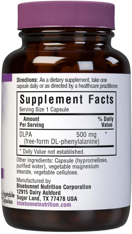 Bluebonnet Nutrition DLPA (DL-Phenylalanine) 500 mg, Free-Form Amino A