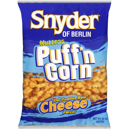 Snyder of Berlin Hulless Puffn Corn Cheese Flavor Popcorn.