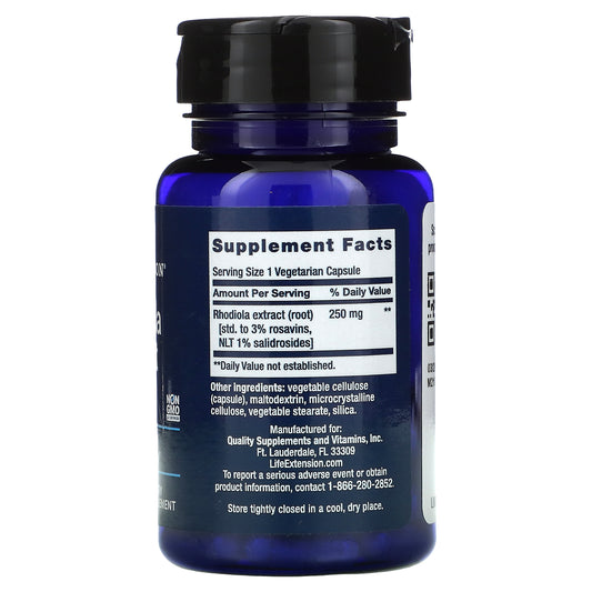 Life Extension, Rhodiola Extract, 250 mg, Vegetarian Capsules