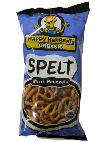 Happy Herbert's Organic Spelt Mini Pretzels Regular Case of 12