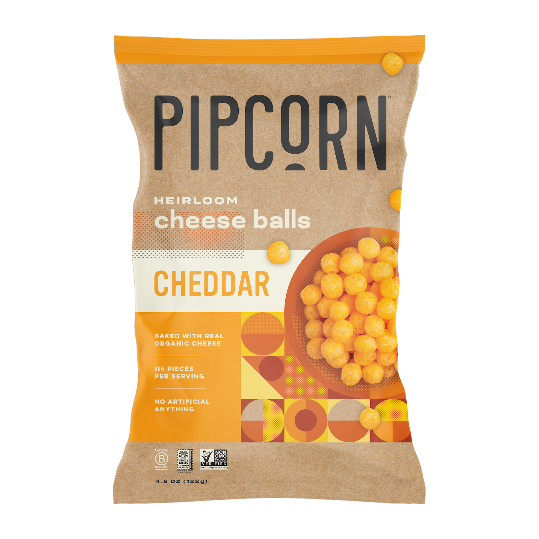 Pipcorn Non-GMO Cheddar Cheese Balls