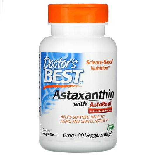 Doctor's Best, Astaxanthin with AstaReal, 6 mg Veggie Softgels