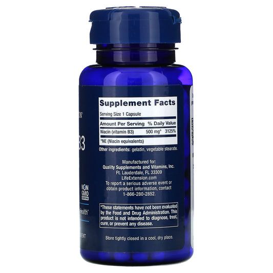Life Extension, Vitamin B3 Niacin, 500 Mg, Capsules