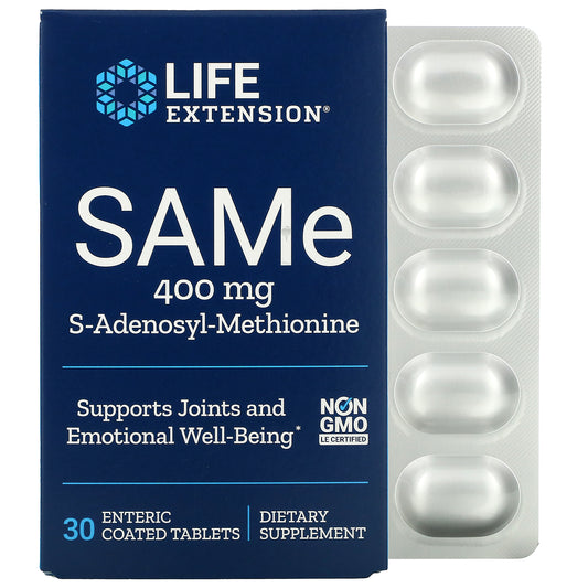 Life Extension, SAMe, S-Adenosyl-Methionine, 30 Enteric Coated Tablets