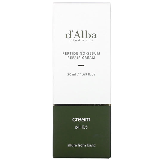 d'Alba, Peptide No-Sebum, Repair Cream (50 ml)