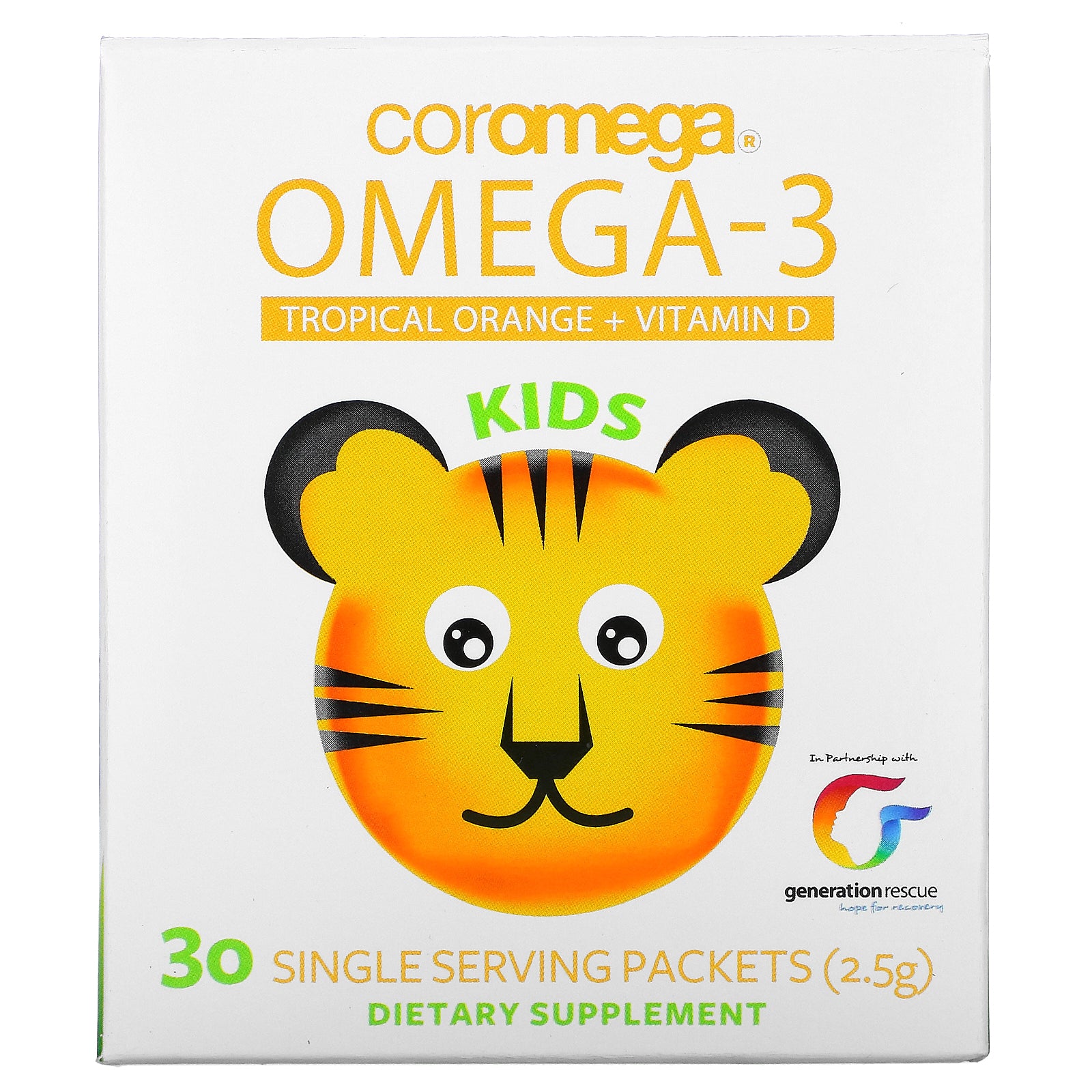 Coromega, Kids, Omega-3, Tropical Orange + Vitamin D,(2.5 g)