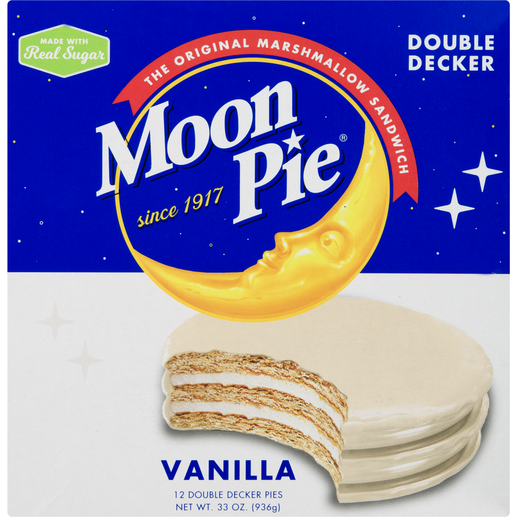 Moon Pie Double Decker Vanilla Marshmallow Sandwiches, 12 Count