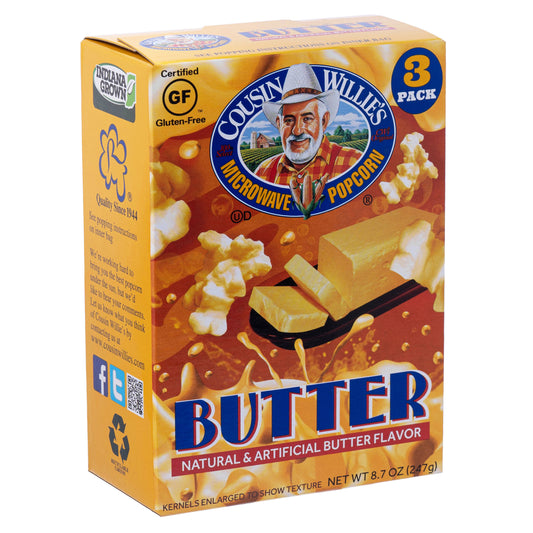 Cousin Willie’s Butter Microwave Popcorn, 2.9 oz
