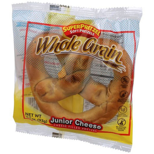 SuperPretzel 51 Percent Whole Grain Junior Cheese Soft Pretzel -- 50 per case.
