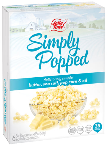 Jolly Time Simply Popped Butter Microwave Popcorn, 6 Ct