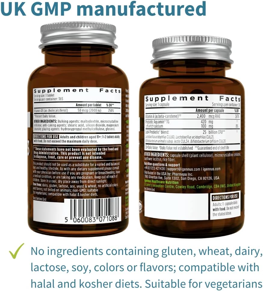 Daily Vitamin D3 + Live Cultures+ Lab4 Probiotics Bundle, 365 2000iu V