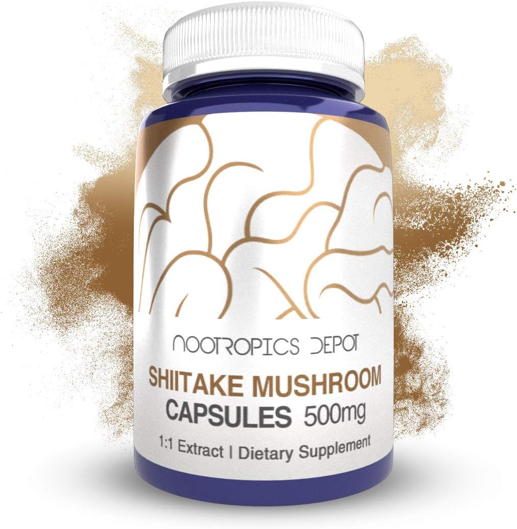 Nootropics Depot Shiitake Mushroom Capsules | 500mg | 60 Count | Whole