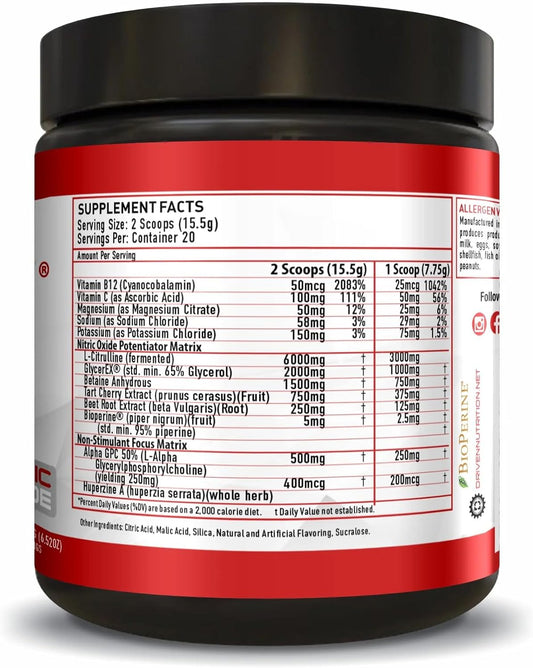 Flow-Stimulant Free Nitric Oxide Boosting Stack, With Citrulline Malate For Maximum Pump, Vascularity And Improved Circu